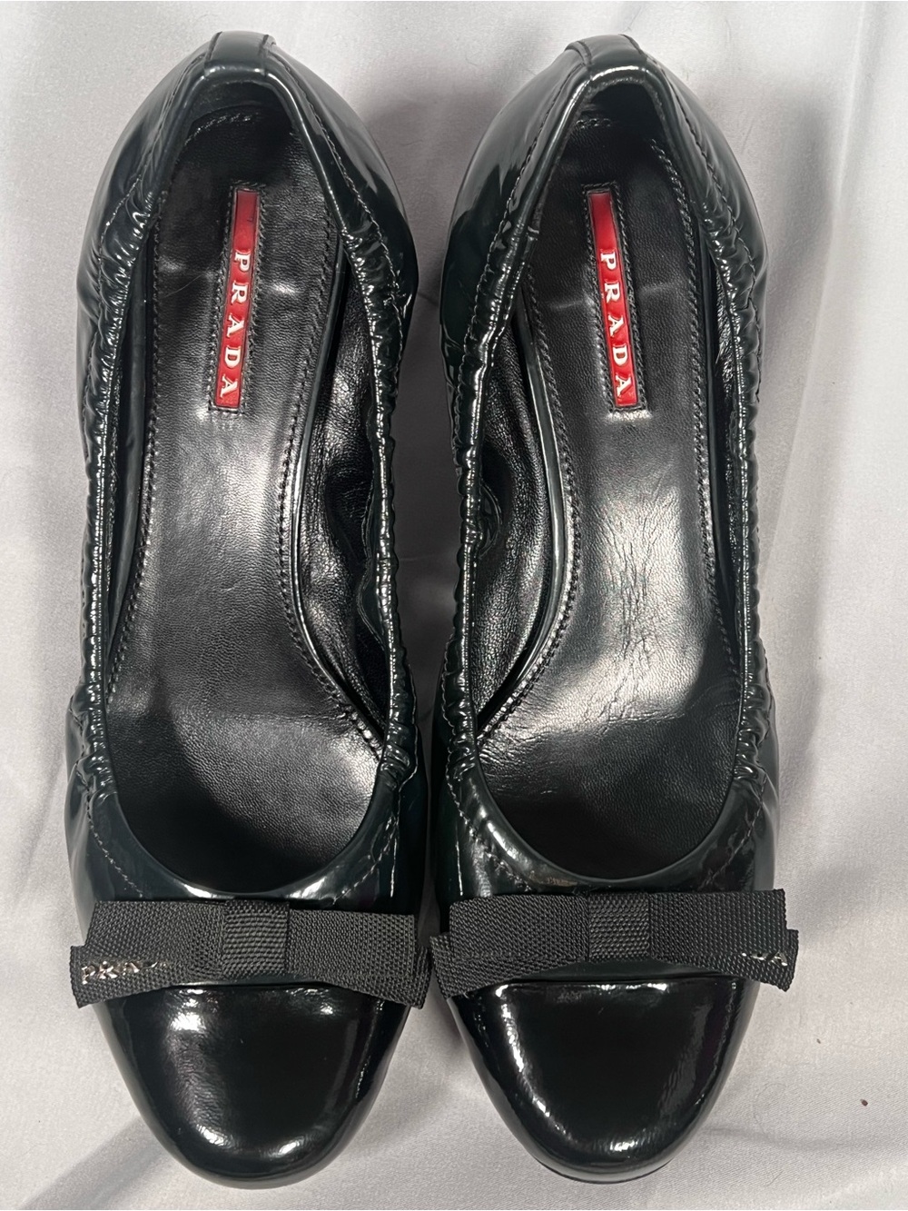 Prada Sport Vernice Baltico Patent Bow Pumps 315281 Size 39 - Picture 2 of 12